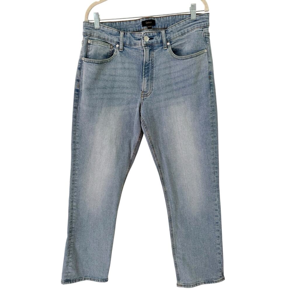 NWOT Quince Warren Stretch Relaxed Straight Leg Jeans Arctic Blue Mens Sz 33x30